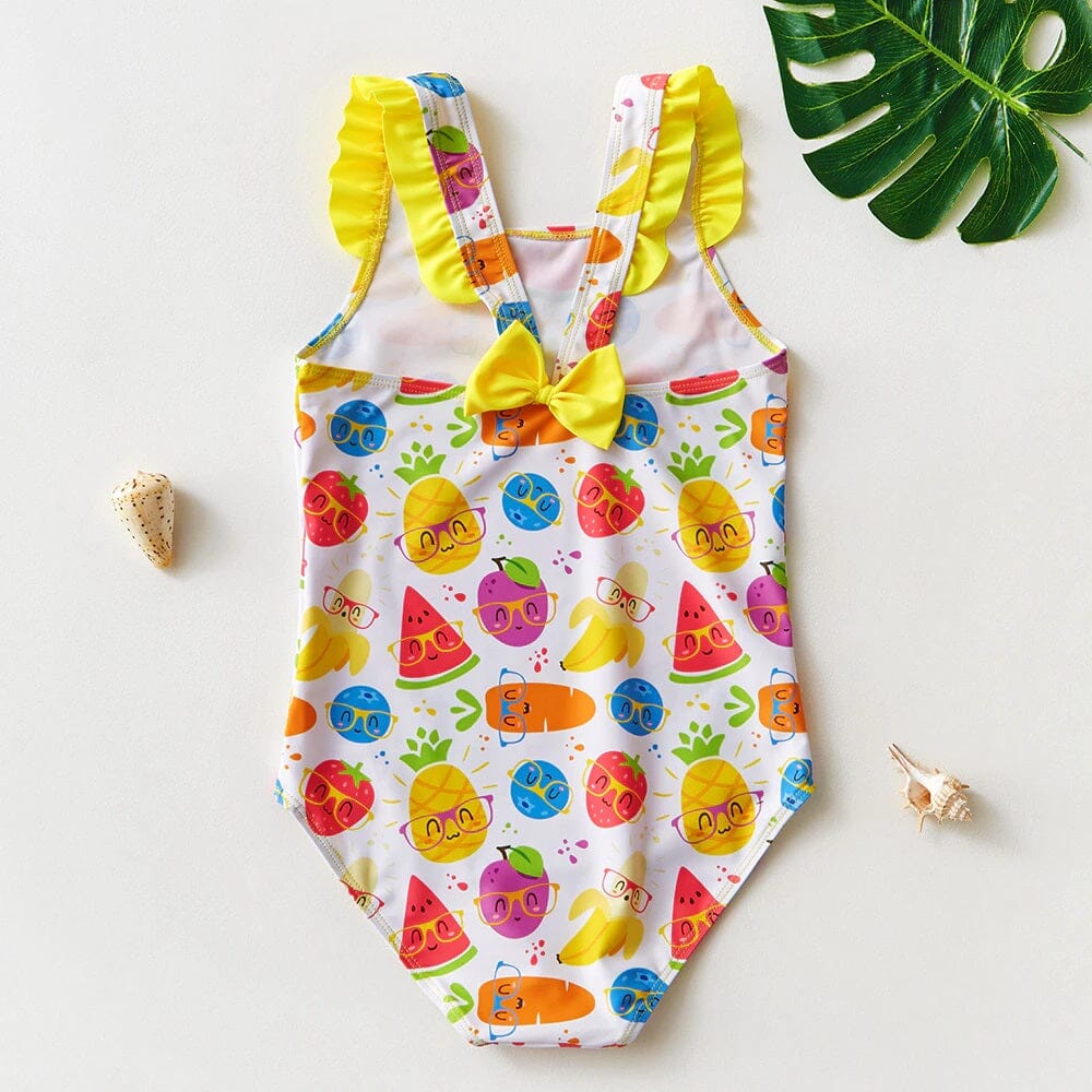 Toddler Girl One Piece Swimsuit Elegant Sunsuit Ruffled Swimwear Bathing Suits Kid's swimwear jehouze Fruit 3-4 yrs 