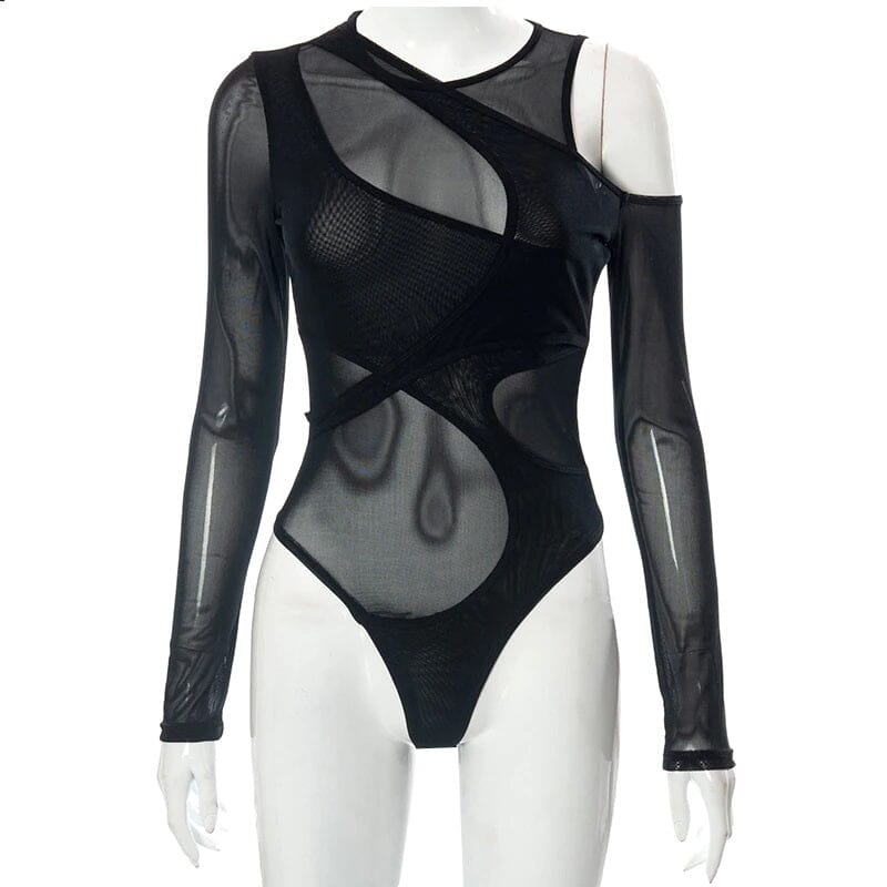 Mesh Bodysuit Transparent Body Sexy Bodysuit Long Sleeve Shirt Top Fashion  Clothes Puff Sleeve See Through Black Bodysuits Women - AliExpress