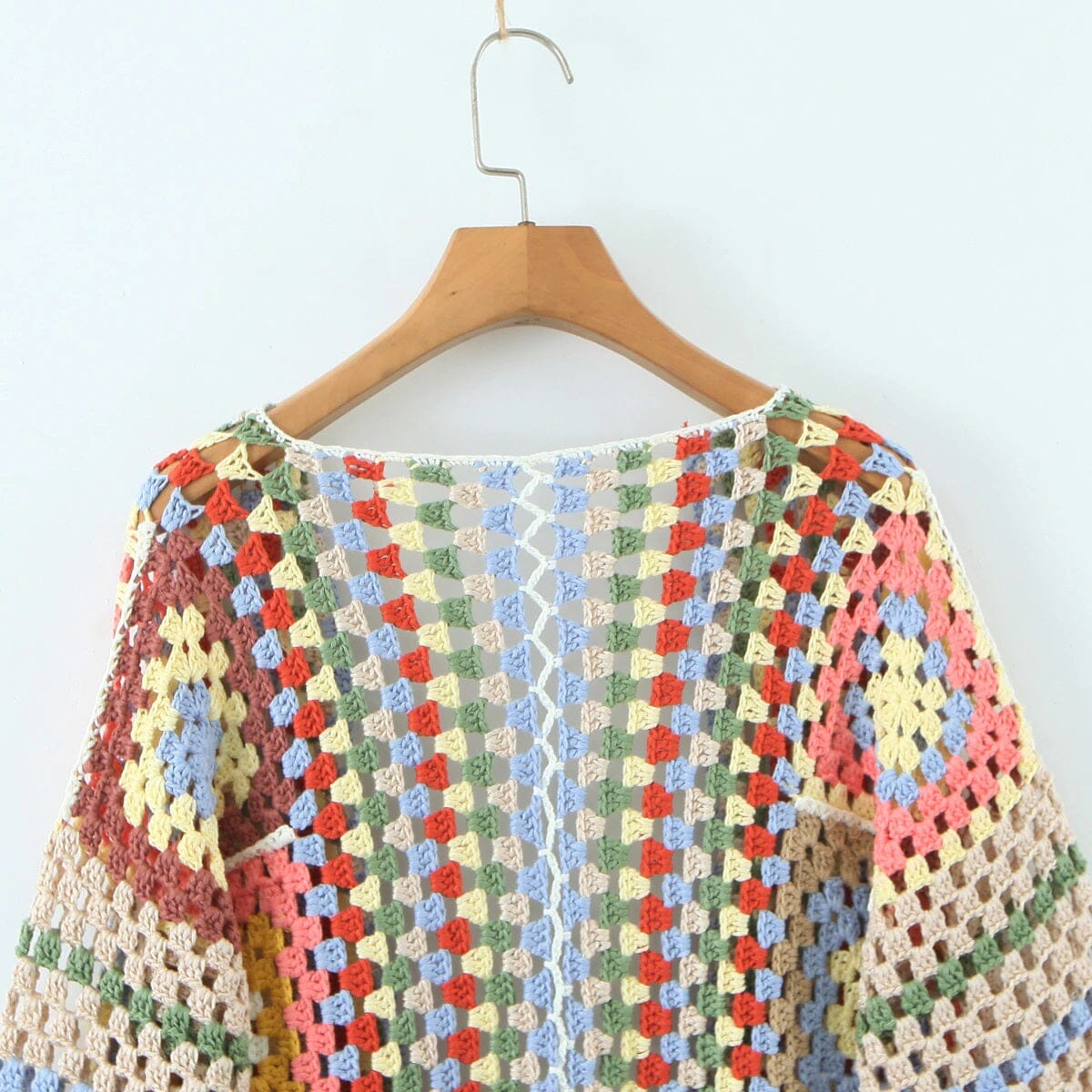 Women Bohemia Colored Vintage Hand Crochet Long Sleeve Open Stitching Knitwear Jumper Crop Cardigan Coats & Jackets jehouze 