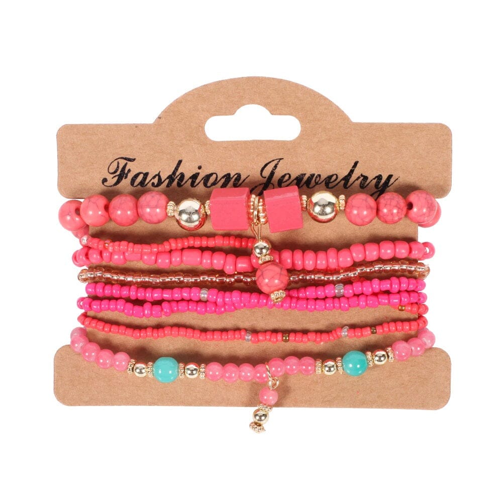 Women Bohemian Multilayer Stretch Colorful Beads Bracelet with charm Jewelry_ Jewelry jehouze BR112-5 