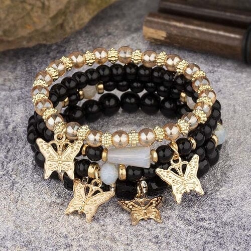 Women Bohemian Stackable Beads Multilayer Butterfly Crystal Stretch Bracelet set Bracelets jehouze 4 