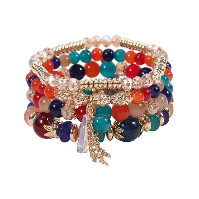 Women Bohemian Stackable Beads Multilayer Crystal Stretch Bracelet set Bracelets jehouze 1 