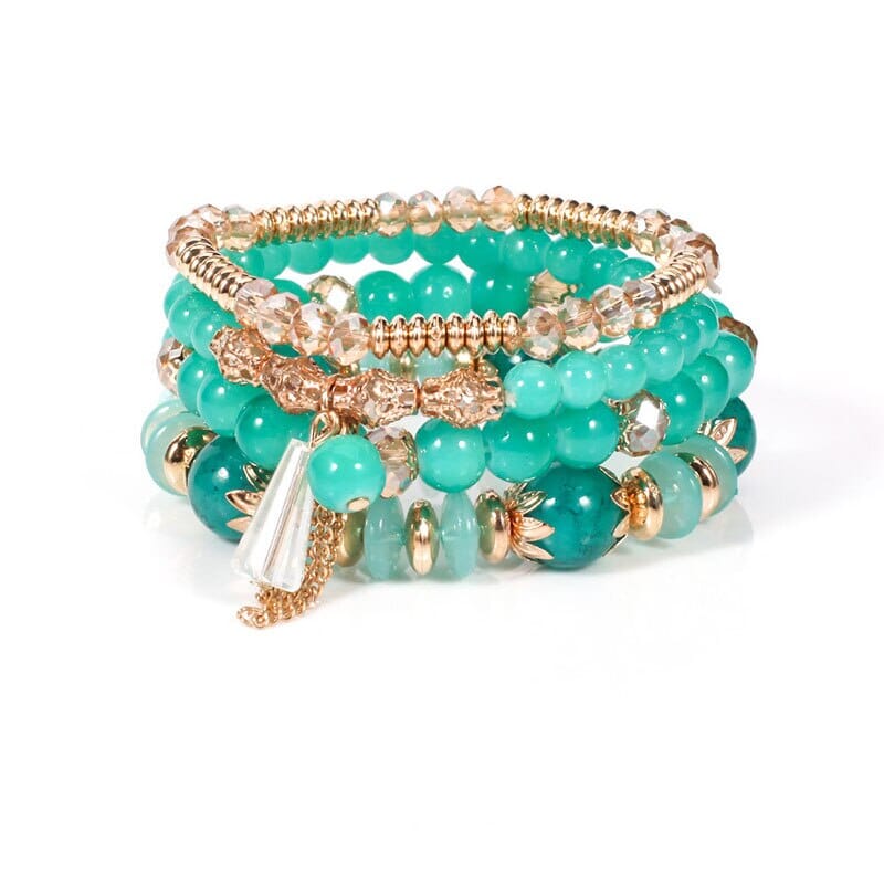 Women Bohemian Stackable Beads Multilayer Crystal Stretch Bracelet set Bracelets jehouze 3 