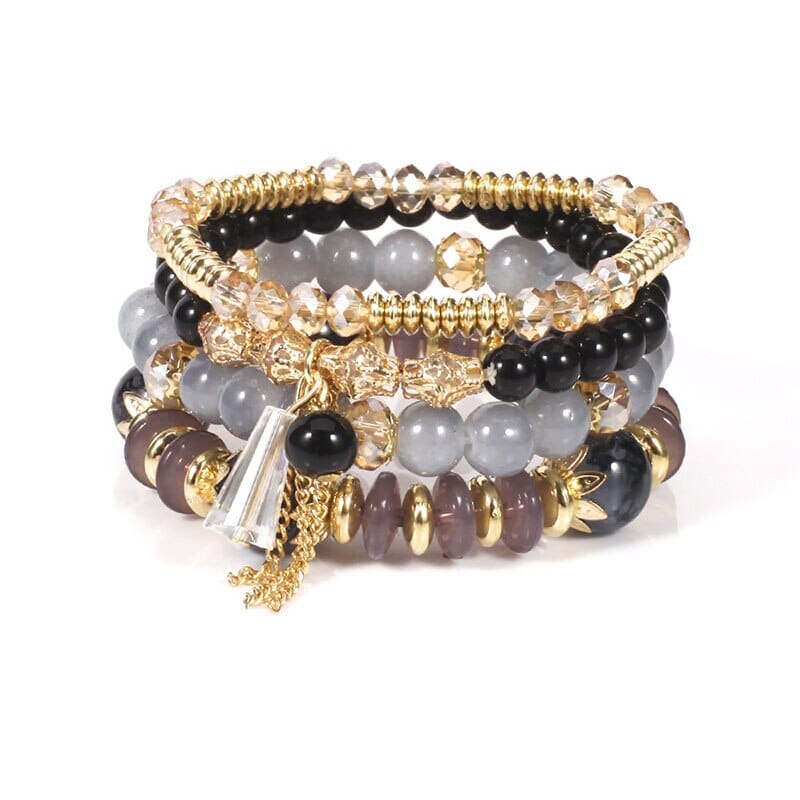 Women Bohemian Stackable Beads Multilayer Crystal Stretch Bracelet set Bracelets jehouze 4 
