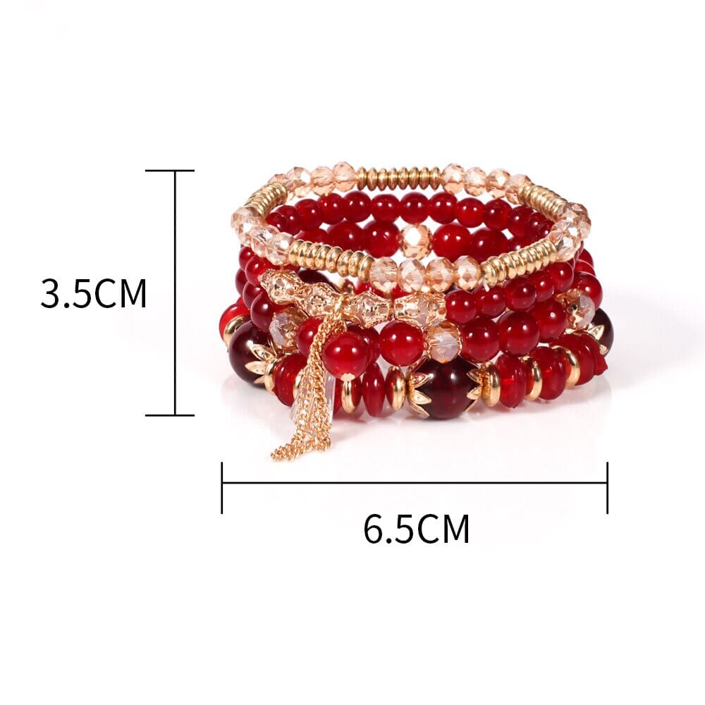 Women Bohemian Stackable Beads Multilayer Crystal Stretch Bracelet set Bracelets jehouze 