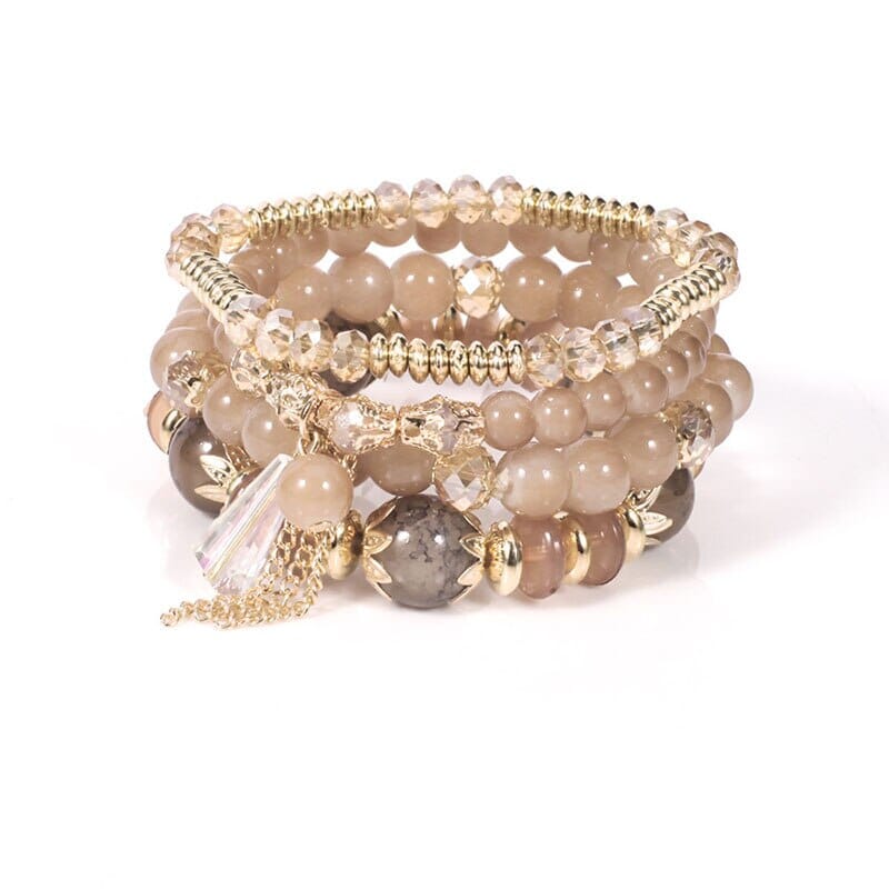 Women Bohemian Stackable Beads Multilayer Crystal Stretch Bracelet set Bracelets jehouze 5 