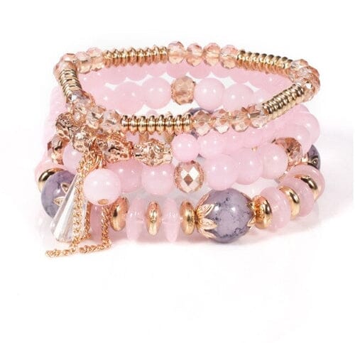 Women Bohemian Stackable Beads Multilayer Crystal Stretch Bracelet set Bracelets jehouze 6 