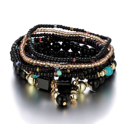 Women Bohemian Stackable Beads Multilayer Stretch Elastic Bracelet set Bracelets jehouze 4 