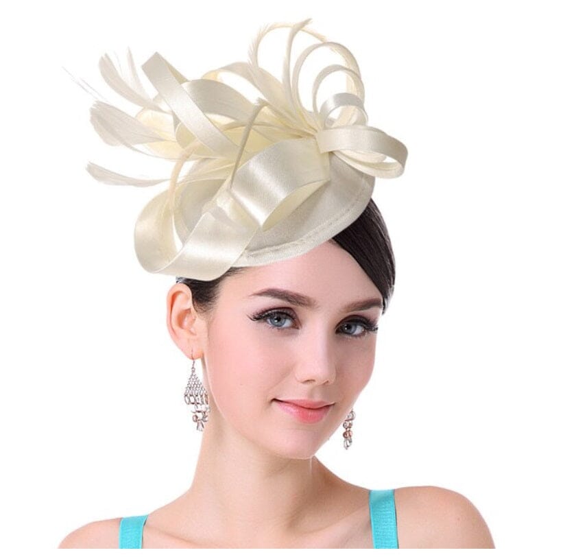 Women Fascinator Hair Clip Feather Flower Veil Wedding Tea Party Hat_ Hat jehouze 1 