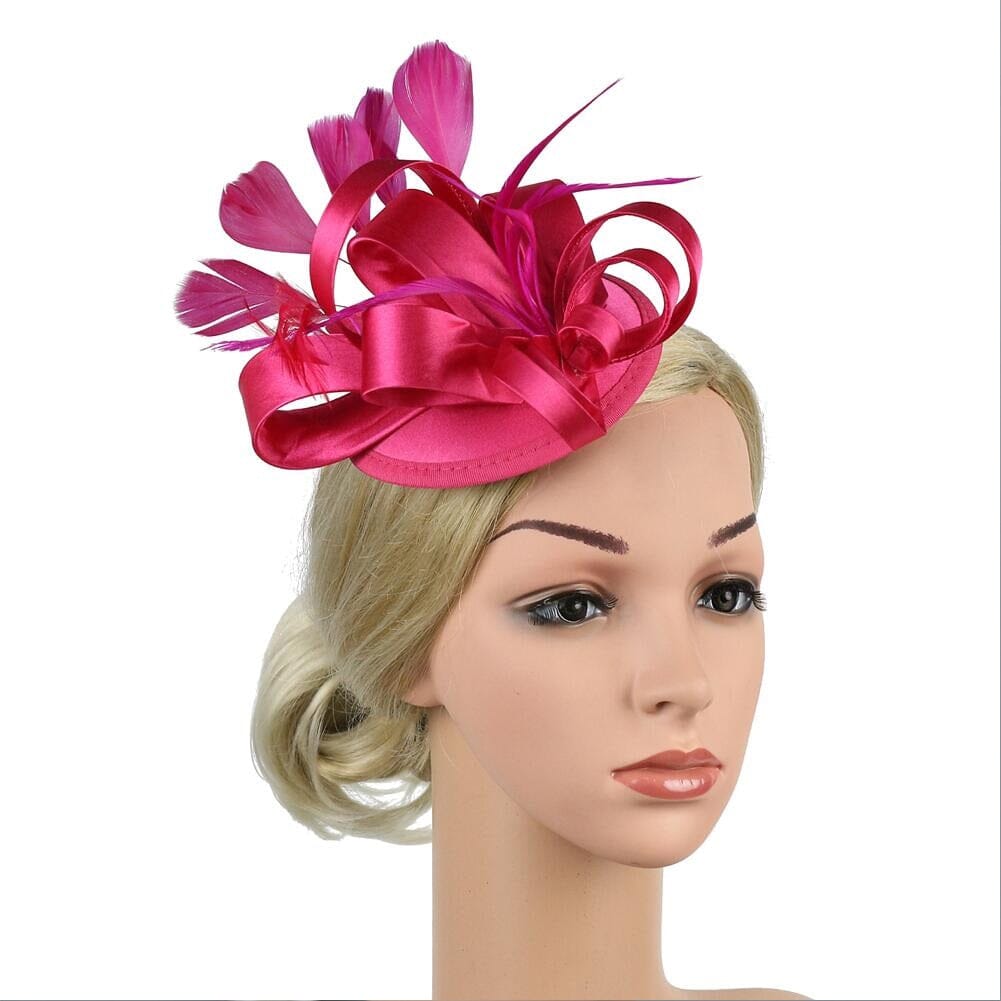 Women Fascinator Hair Clip Feather Flower Veil Wedding Tea Party Hat_ Hat jehouze 11 