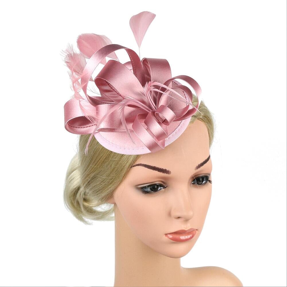 Women Fascinator Hair Clip Feather Flower Veil Wedding Tea Party Hat_ Hat jehouze 12 