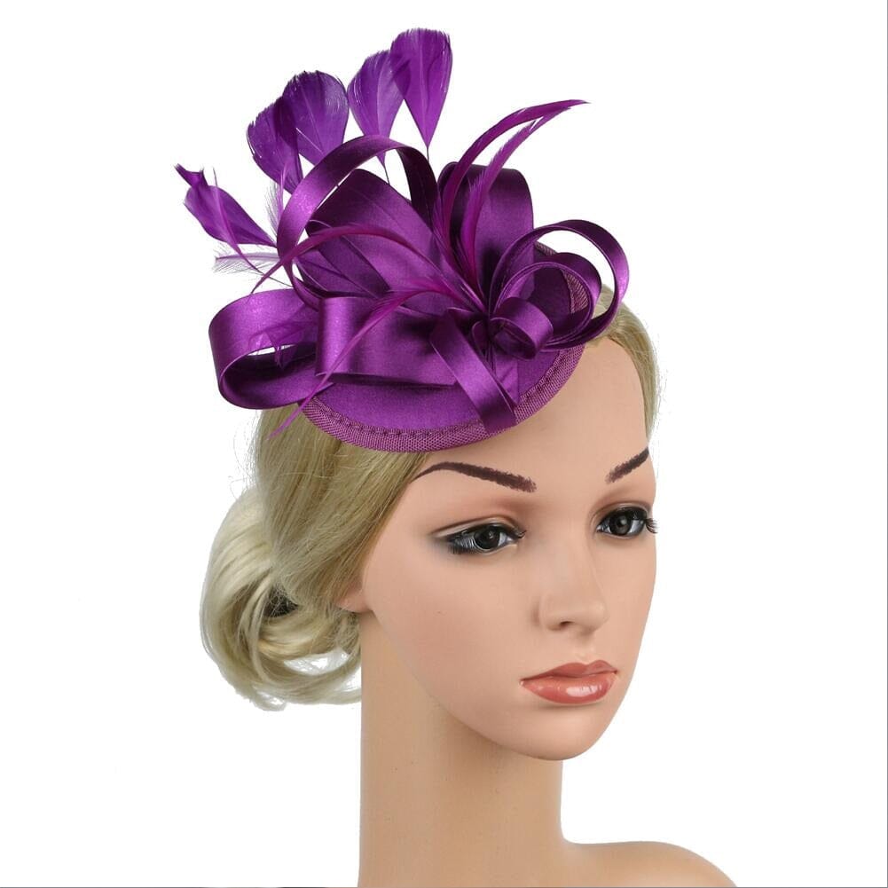 Women Fascinator Hair Clip Feather Flower Veil Wedding Tea Party Hat_ Hat jehouze 13 