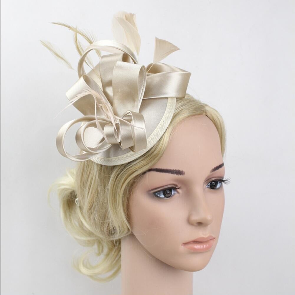 Women Fascinator Hair Clip Feather Flower Veil Wedding Tea Party Hat_ Hat jehouze 14 
