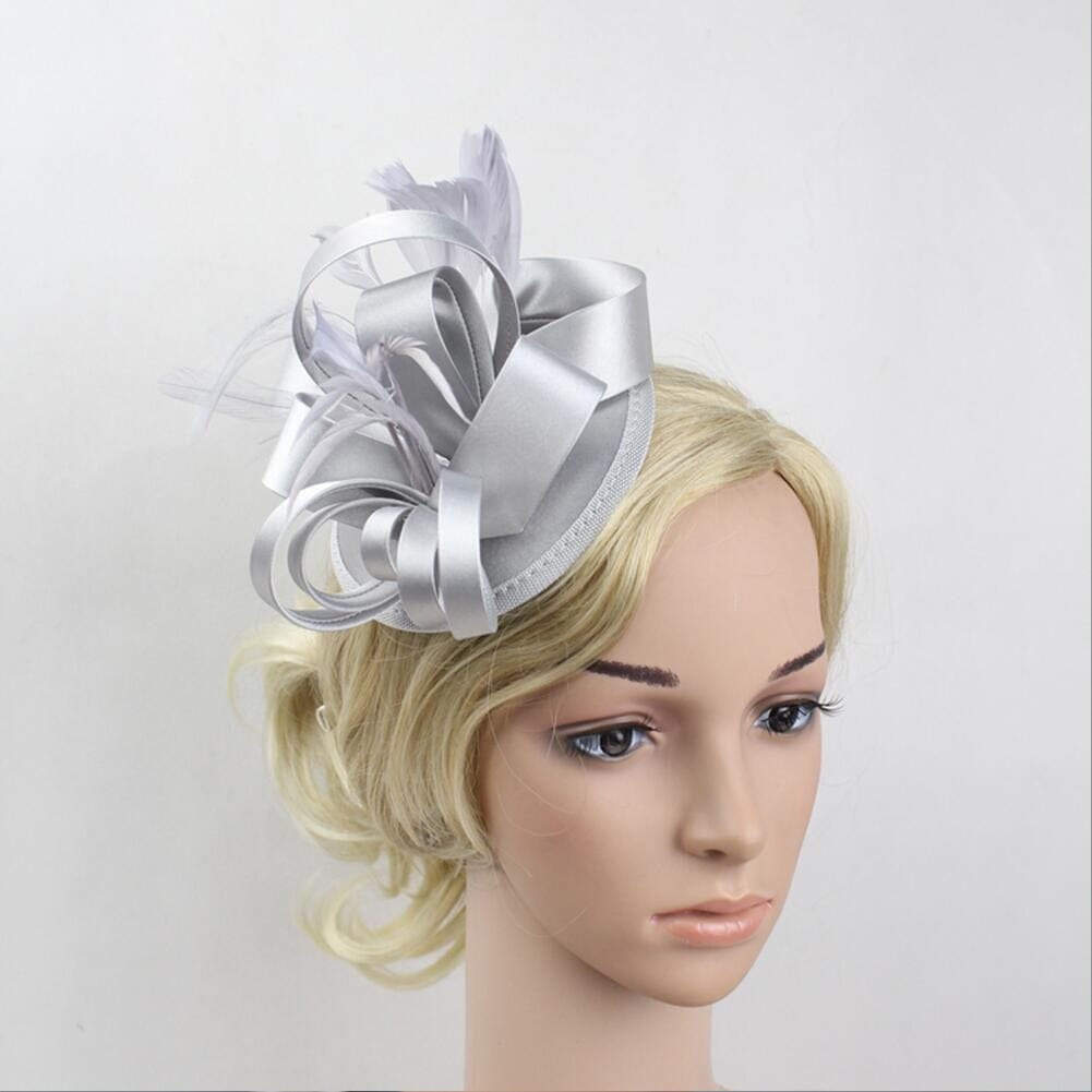 Women Fascinator Hair Clip Feather Flower Veil Wedding Tea Party Hat_ Hat jehouze 15 
