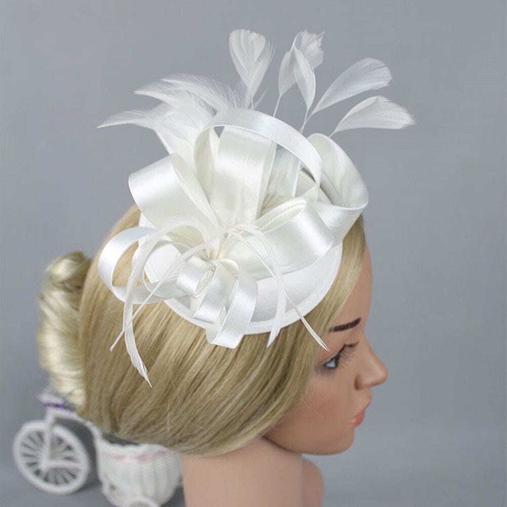 Women Fascinator Hair Clip Feather Flower Veil Wedding Tea Party Hat_ Hat jehouze 16 
