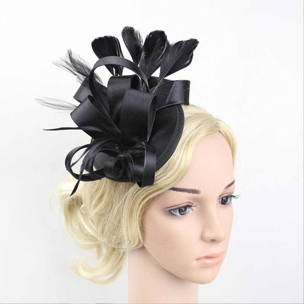 Women Fascinator Hair Clip Feather Flower Veil Wedding Tea Party Hat_ Hat jehouze 2 