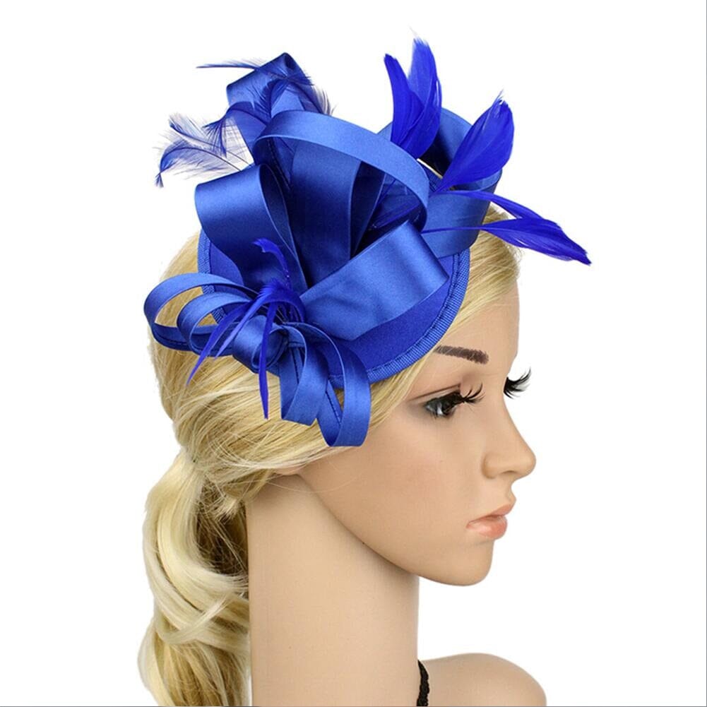 Women Fascinator Hair Clip Feather Flower Veil Wedding Tea Party Hat_ Hat jehouze 4 