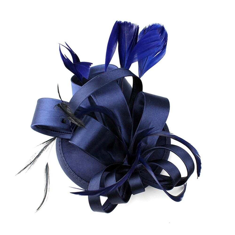 Women Fascinator Hair Clip Feather Flower Veil Wedding Tea Party Hat_ Hat jehouze 