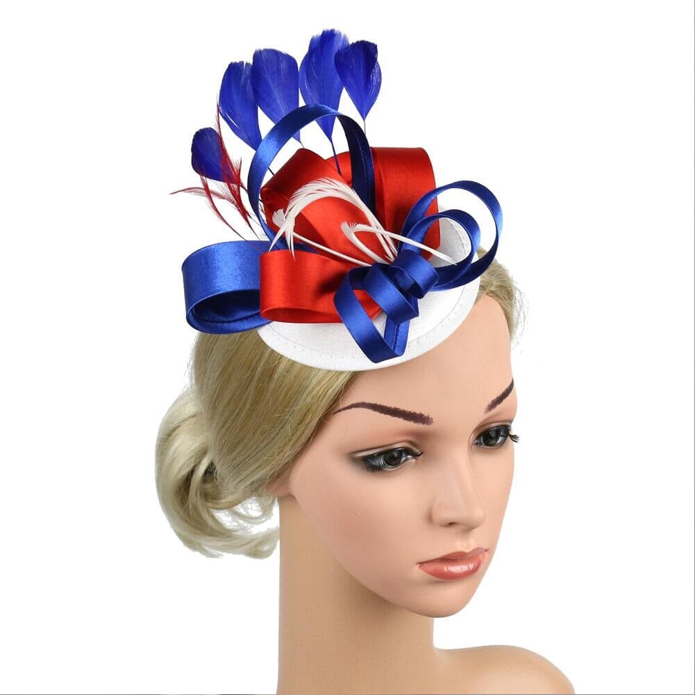 Women Fascinator Hair Clip Feather Flower Veil Wedding Tea Party Hat_ Hat jehouze 6 