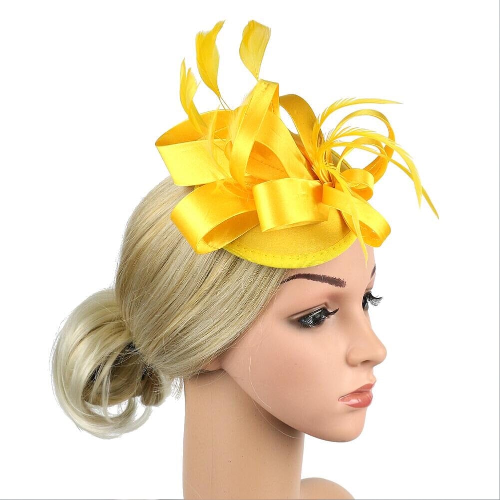 Women Fascinator Hair Clip Feather Flower Veil Wedding Tea Party Hat_ Hat jehouze 7 