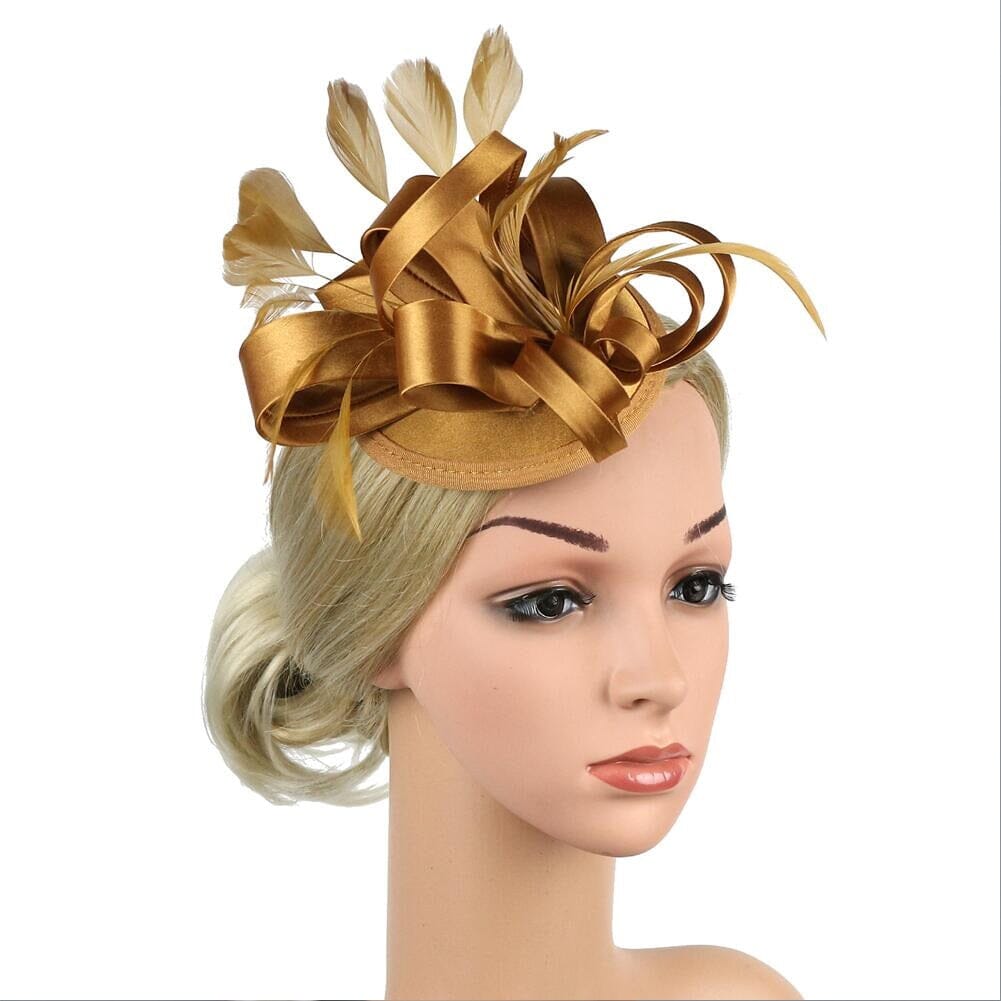 Women Fascinator Hair Clip Feather Flower Veil Wedding Tea Party Hat_ Hat jehouze 8 