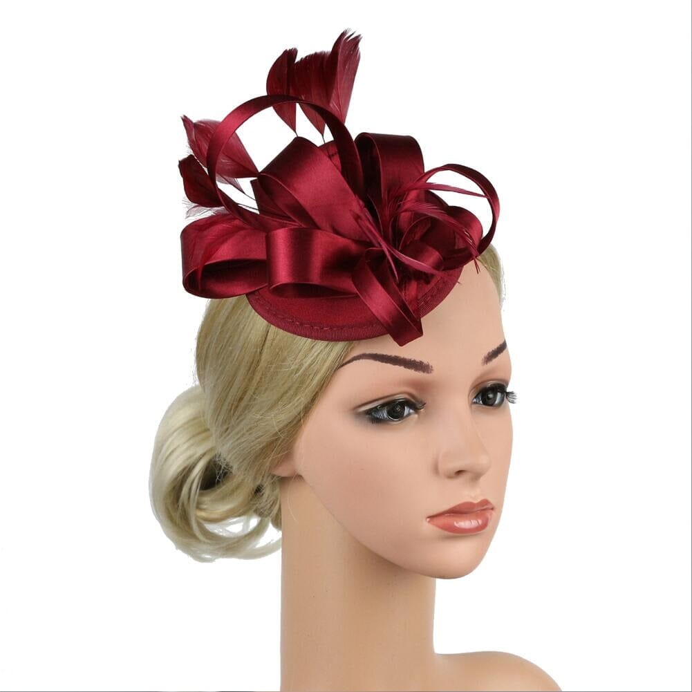 Women Fascinator Hair Clip Feather Flower Veil Wedding Tea Party Hat_ Hat jehouze 9 