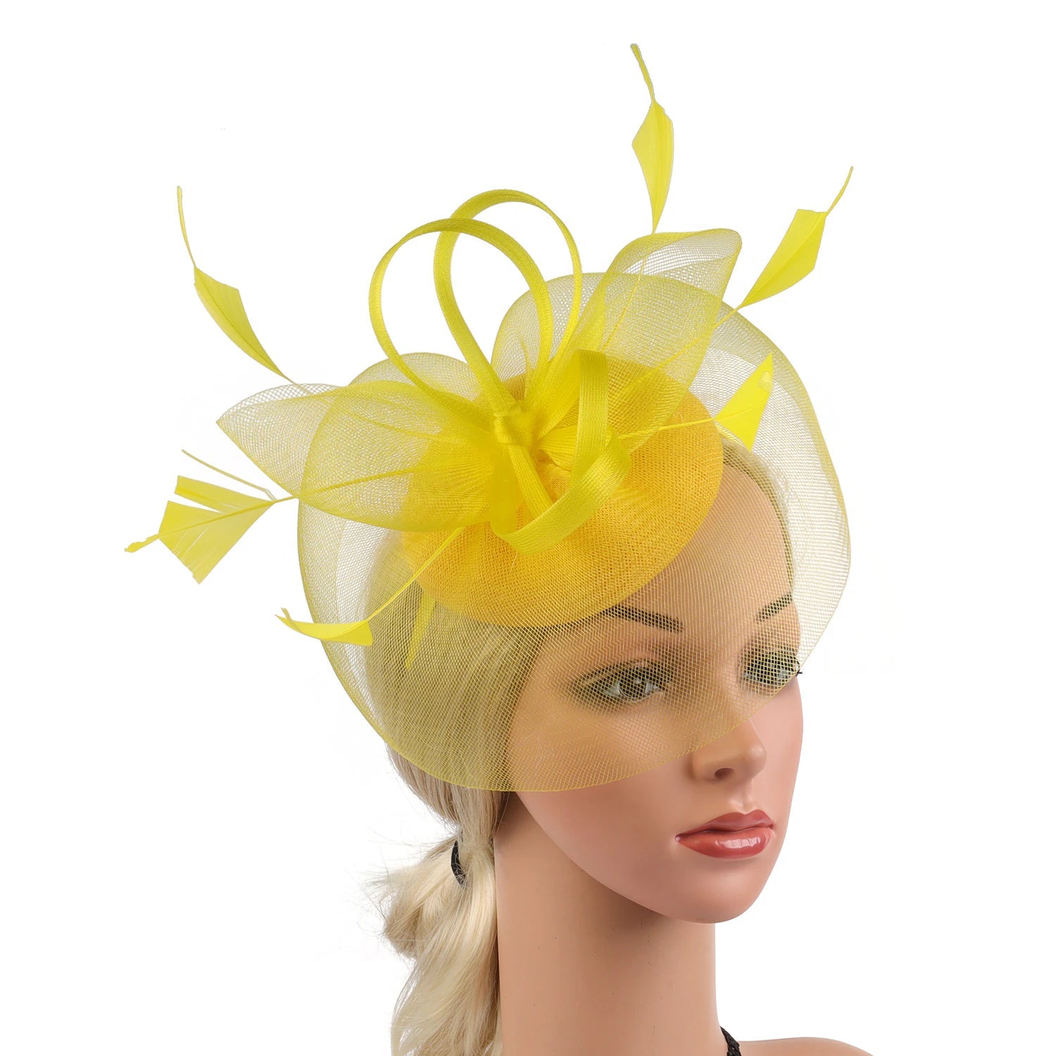 Women Feather Fascinator Kentucky Derby Pillbox Hat Mesh High Tea Headband Hat jehouze 
