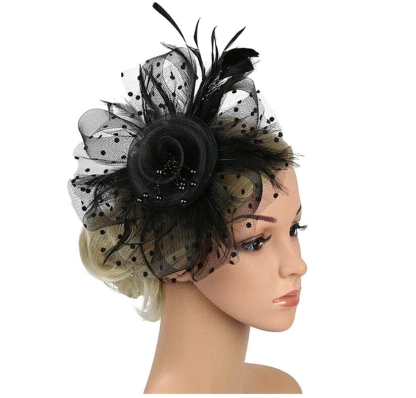 Women Flower Mesh Feather Fascinators Hat Headband and Clip tea Party Headwear_ Hat jehouze 1 