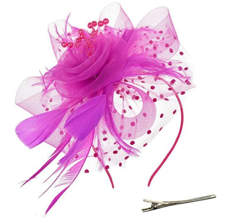 Women Flower Mesh Feather Fascinators Hat Headband and Clip tea Party Headwear_ Hat jehouze 10 