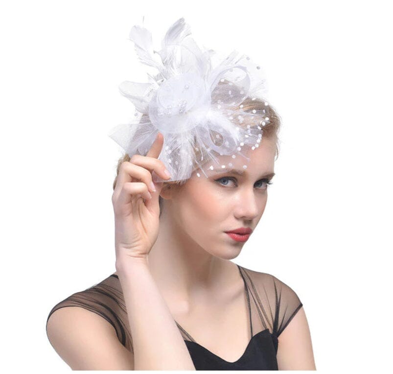 Women Flower Mesh Feather Fascinators Hat Headband and Clip tea Party Headwear_ Hat jehouze 12 