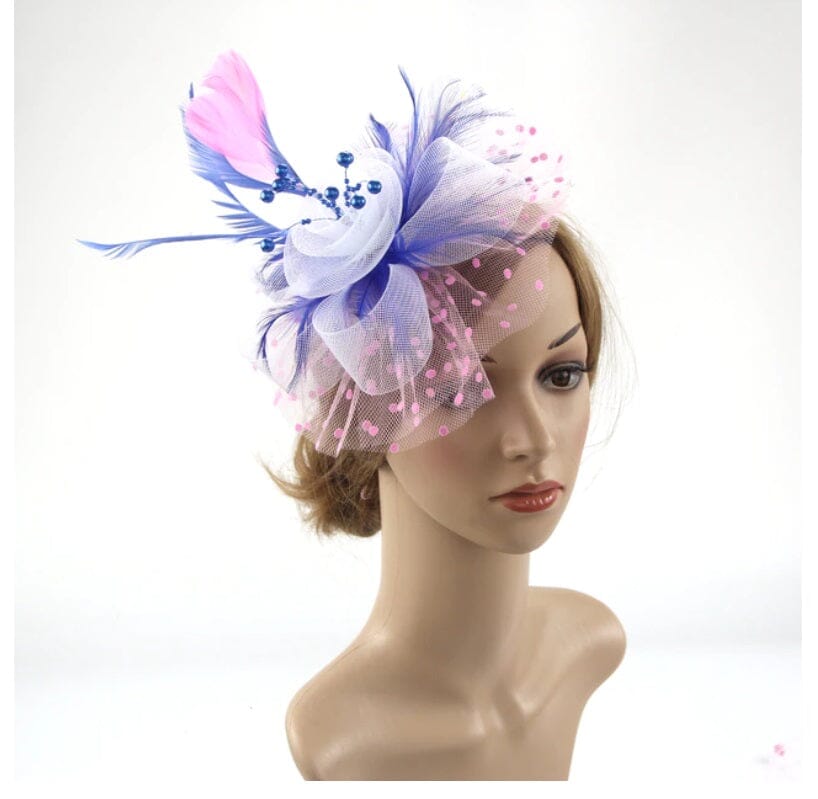 Women Flower Mesh Feather Fascinators Hat Headband and Clip tea Party Headwear_ Hat jehouze 24 
