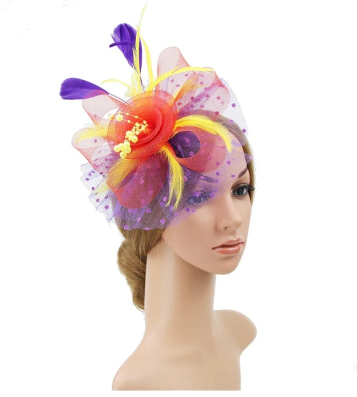 Women Flower Mesh Feather Fascinators Hat Headband and Clip tea Party Headwear_ Hat jehouze 28 
