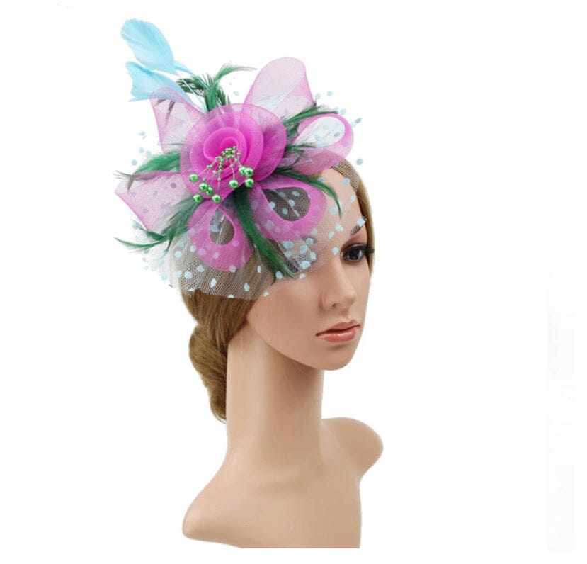 Women Flower Mesh Feather Fascinators Hat Headband and Clip tea Party Headwear_ Hat jehouze 29 