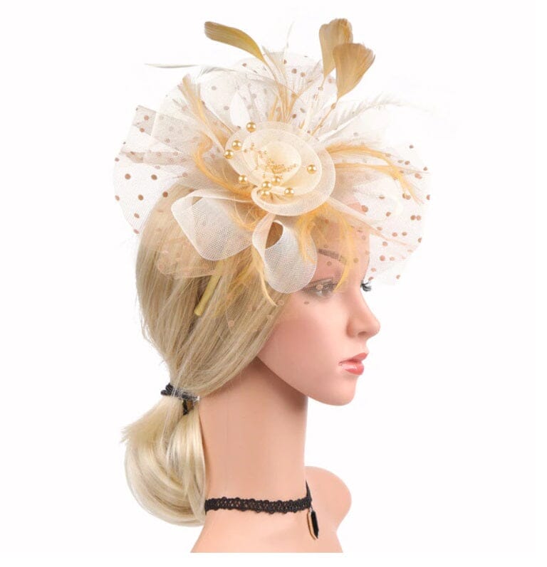 Women Flower Mesh Feather Fascinators Hat Headband and Clip tea Party Headwear_ Hat jehouze 33 