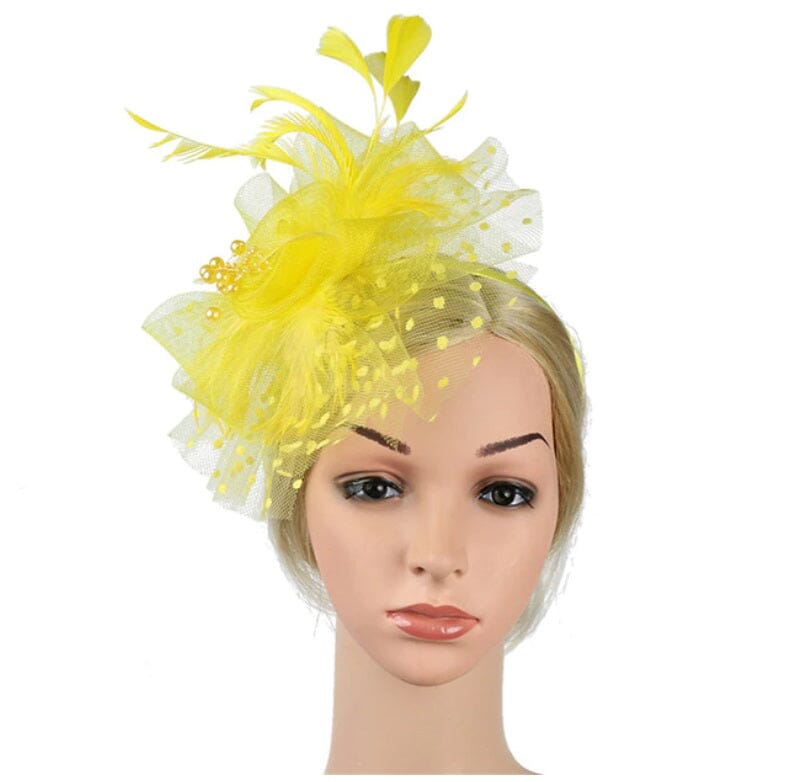Women Flower Mesh Feather Fascinators Hat Headband and Clip tea Party Headwear_ Hat jehouze 5 