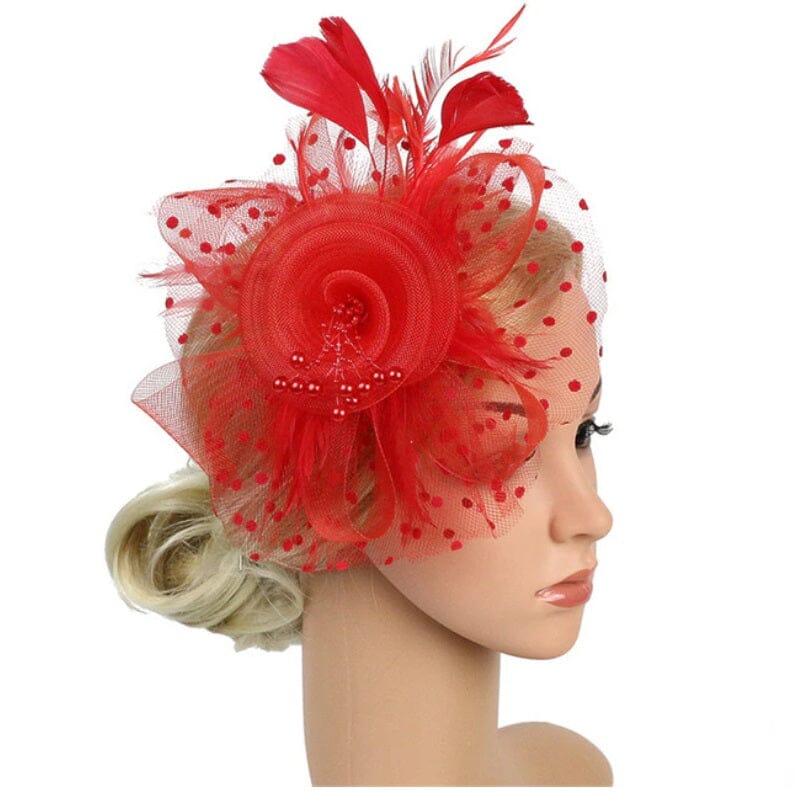 Women Flower Mesh Feather Fascinators Hat Headband and Clip tea Party Headwear_ Hat jehouze 7 