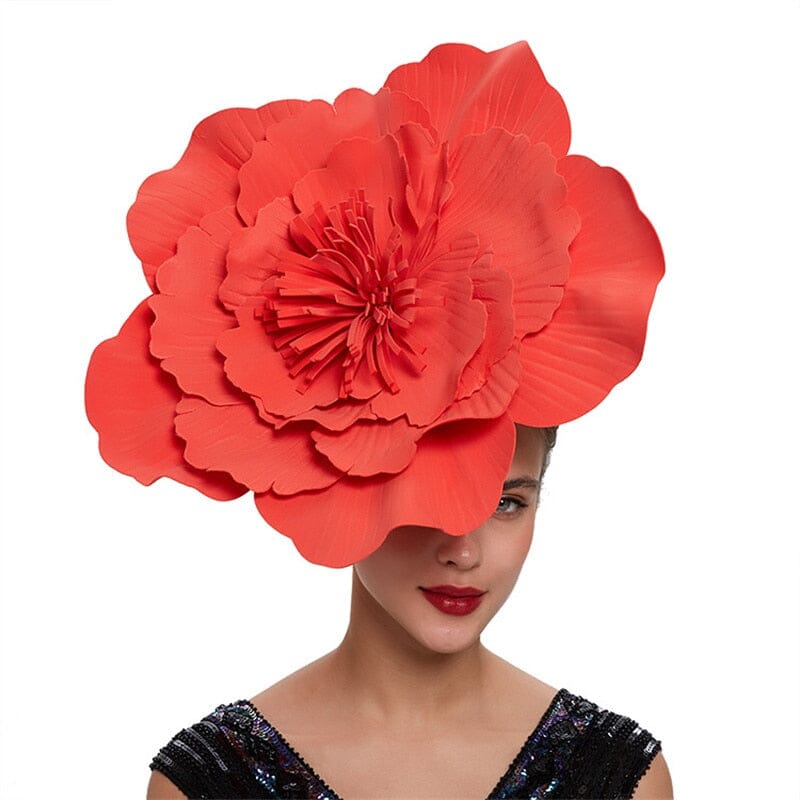 Women Large Flower Fascinators Tea Party Fancy Hats Headwear Hat jehouze Red 