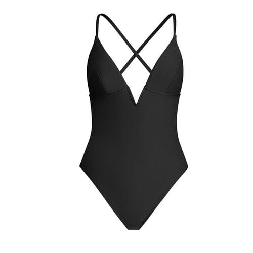 Women One pc Deep V Neck Crisscross Back Adjustable Strap Monokini Swimwear Swimwear jehouze 
