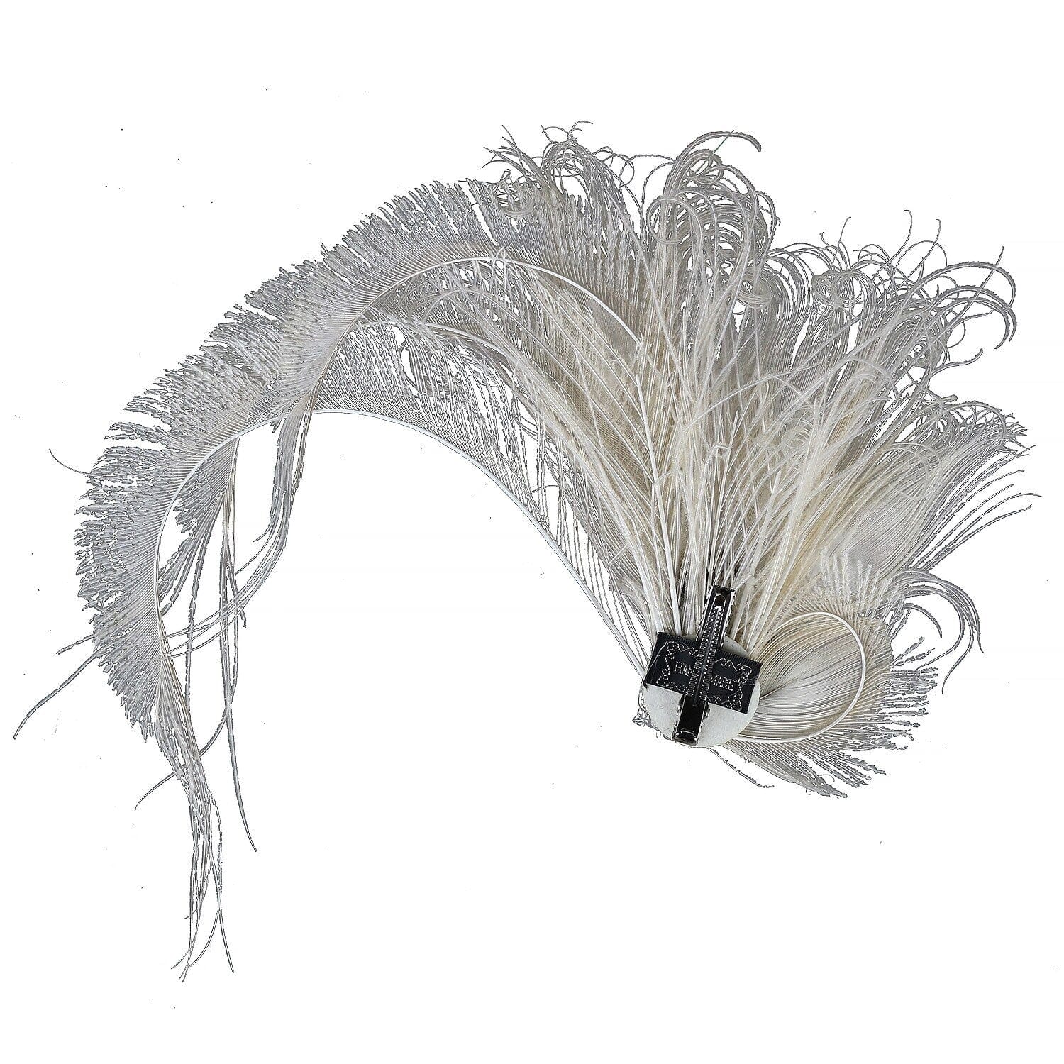 Women Peacock Feather Hair Clip with Pearl Rhinestone Fascinator 1920s Gatsby Headpiece Hat jehouze 