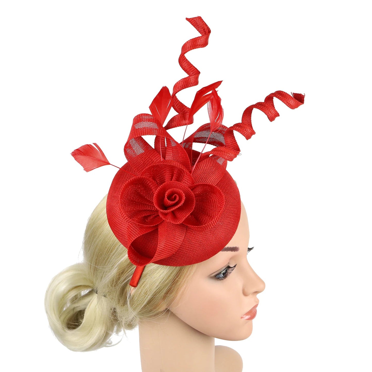 Women Pillbox Hat Fascinator Tea Party Kentucky Derby Feather Headband Hat jehouze 