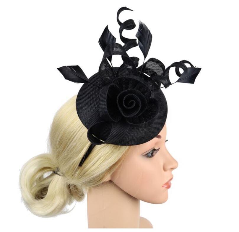 Women Pillbox Hat Fascinator Tea Party Kentucky Derby Feather Headband Hat jehouze Black 