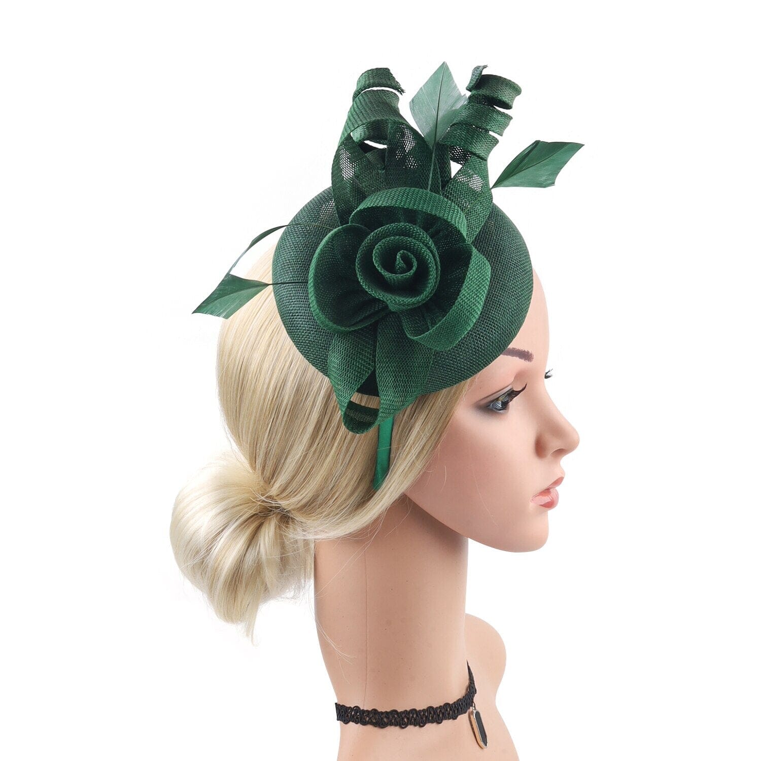 Women Pillbox Hat Fascinator Tea Party Kentucky Derby Feather Headband Hat jehouze Green 