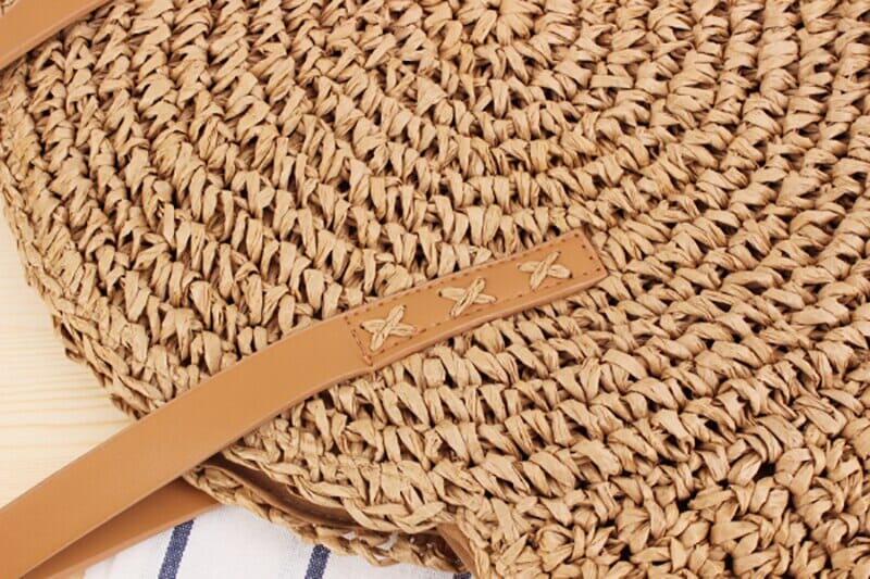 Women Straw Handwoven Round Corn Large Summer Beach Tote Woven Shoulder Rattan Bag Handbags jehouze 