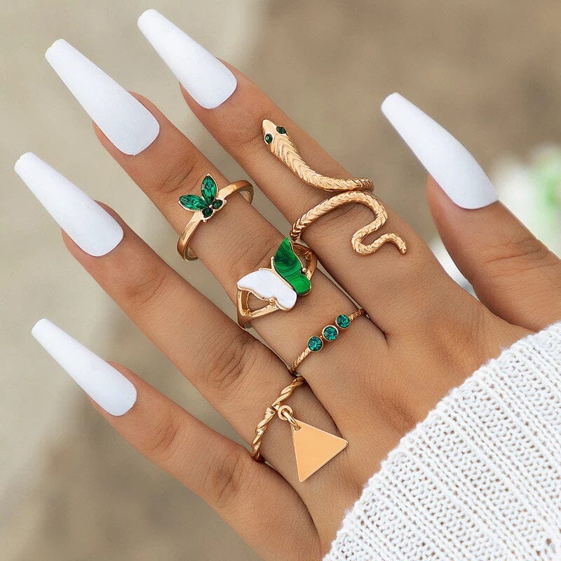 Women Teen Girls Colorful Snake Shape Cute Fashion Knuckle Stacking Ring Set_ Jewelry jehouze 12 