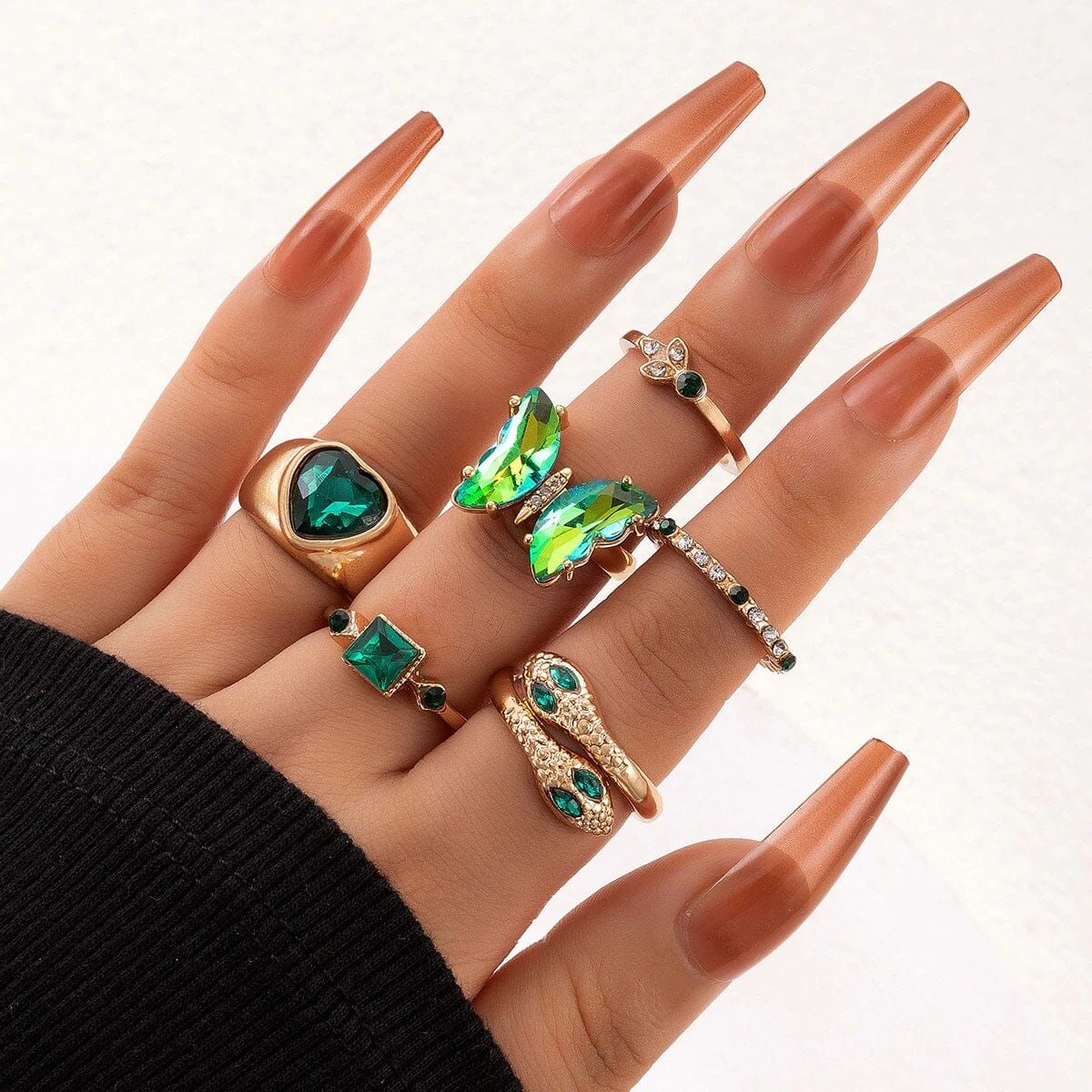 Women Teen Girls Colorful Snake Shape Cute Fashion Knuckle Stacking Ring Set_ Jewelry jehouze 13 