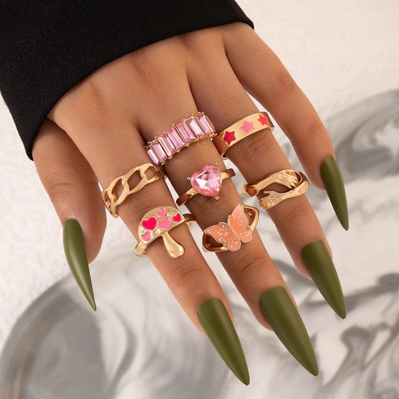 Women Teen Girls Colorful Snake Shape Cute Fashion Knuckle Stacking Ring Set_ Jewelry jehouze 18 