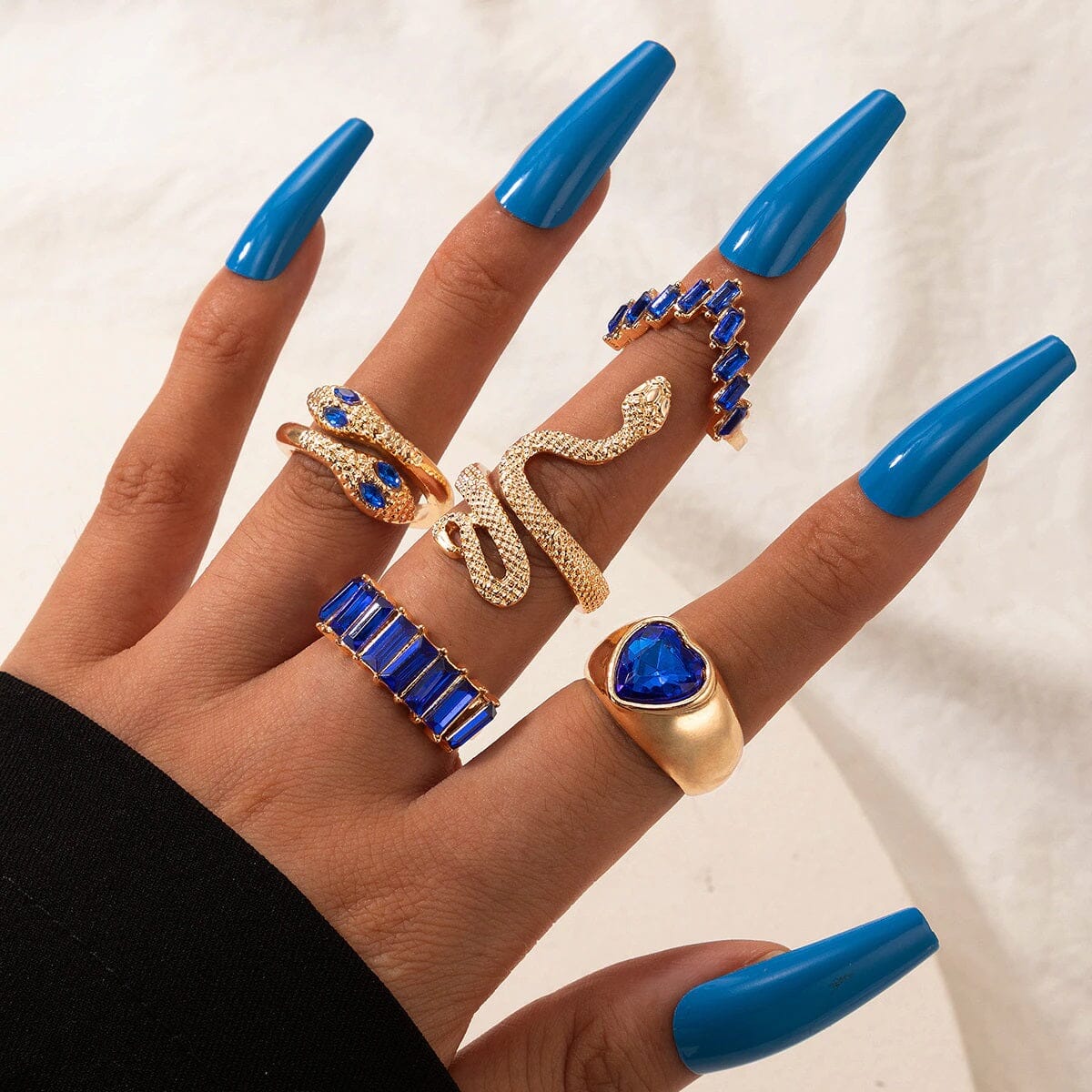 Women Teen Girls Colorful Snake Shape Cute Fashion Knuckle Stacking Ring Set_ Jewelry jehouze 2 