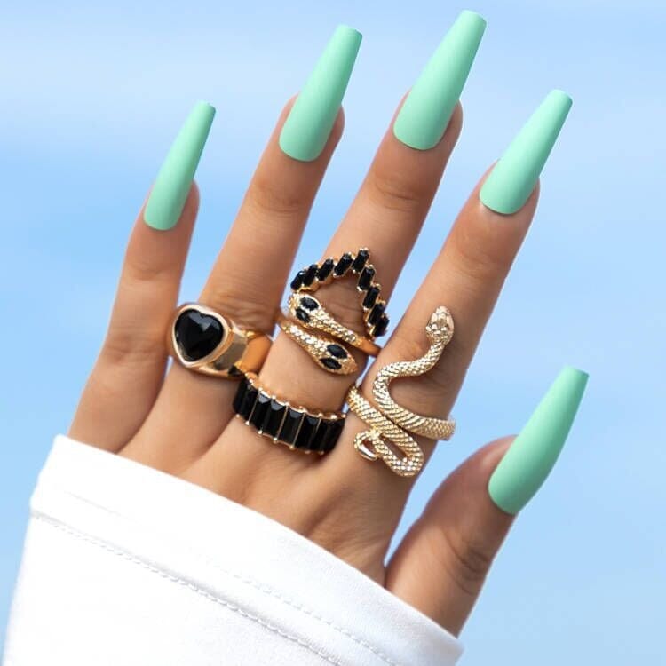 Women Teen Girls Colorful Snake Shape Cute Fashion Knuckle Stacking Ring Set_ Jewelry jehouze 6 