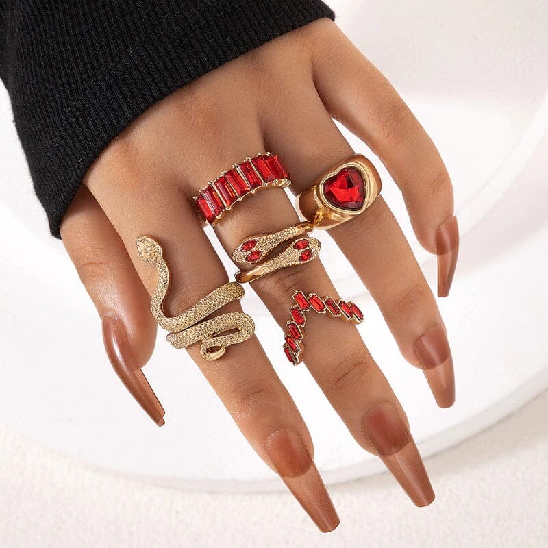 Women Teen Girls Colorful Snake Shape Cute Fashion Knuckle Stacking Ring Set_ Jewelry jehouze 7 