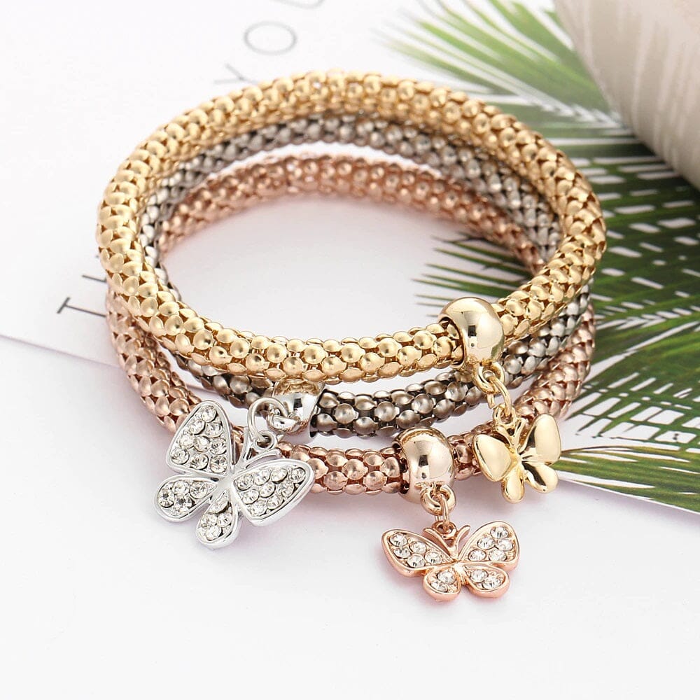 Women Teen Gold Silver Rose Gold Chain Stretch Multilayer Bracelet_ Jewelry jehouze 
